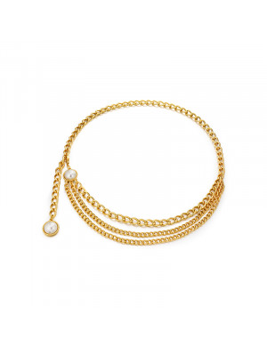 腰鏈•Glam Ever X Akiiiko聯名系列 Pearl metal chain Waist chain 珍珠金屬鏈條多層腰鏈