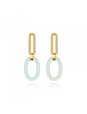 耳環•Glam Ever 玉石系列 Ring chain stitching jade stud 環形鏈條拼接玉石耳釘