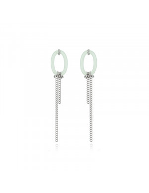耳環•Glam Ever 玉石系列 Metallic long tassel jade earrings 金屬長流蘇玉石耳環