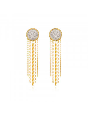 耳環•Glam Ever X 陳燃聯名鋯石系列 Circular pendant tassel earrings 圓盤吊墜流蘇耳環