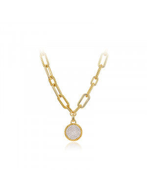 項鏈•Glam Ever X 陳燃聯名鋯石系列 Woven chain pendant disc necklace 編織鏈條吊墜圓盤項鏈