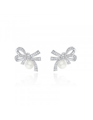 耳環•Glam Ever X Akiiiko聯名系列 Bow pearl earrings 蝴蝶結珍珠耳環