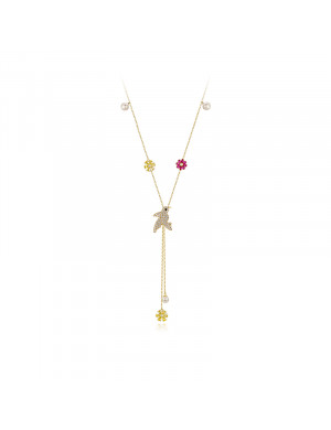 項鏈•鳥語花香系列 Amour in the Garden Necklace 花鳥可抽拉項鏈