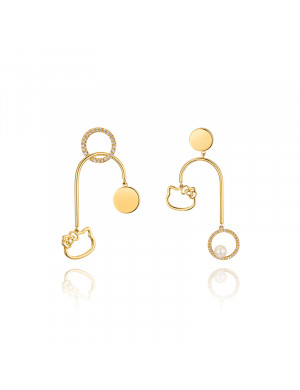 耳環•GlamEver X Hello Kitty系列 Hello Kitty Asymmetrical swing earrings 不對稱搖擺吊墜耳環