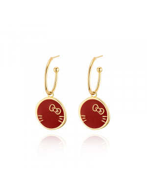 耳環•GlamEver X Hello Kitty系列 Hello Kitty Red disc earrings 紅色圓盤耳環