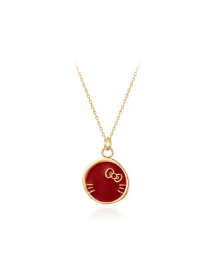 項鏈•GlamEver X Hello Kitty系列 Hello KittyRed disc necklace 紅色圓盤項鏈