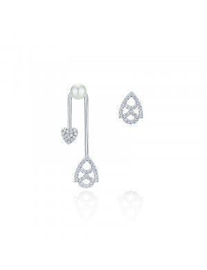 耳環•魚尾系列 Fish Tail Double Sides Earrings 不對稱魚尾珍珠吊墜耳環