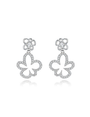耳环•白描花系列 White floral Mosaic earrings 白描花拼接耳环