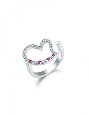 戒指• 臻愛之心系列 Shape of My Heart Ring鏤空鋯石愛心開口戒指