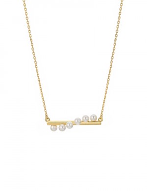 項鏈• 珍珠樂園系列 Pearls on the swing Necklace流線形珍珠環繞項鏈
