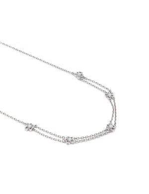 项链•白描花系列 White painted double necklace 白描花双层项链