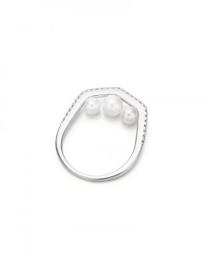 戒指• 鋯石珍珠系列 Dazzling Diamond triple Pearls Ring三顆珍珠鋯石戒指