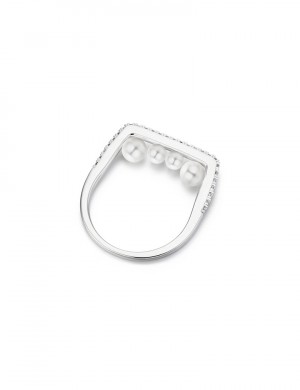 戒指• 鋯石珍珠系列 Dazzling Diamond with Pearls Ring聯排四顆珍珠鋯石戒指