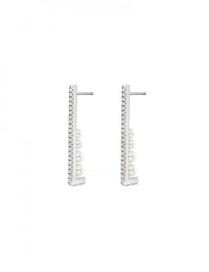 耳環• 鋯石珍珠系列 Full of Diamond Pearls Earrings豎排珍珠鋯石耳環