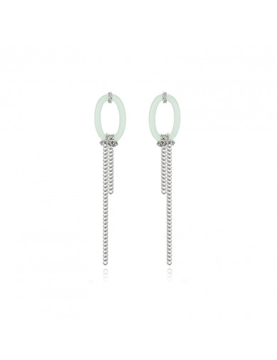 耳環•Glam Ever 玉石系列 Metallic long tassel jade earrings 金屬長流蘇玉石耳環