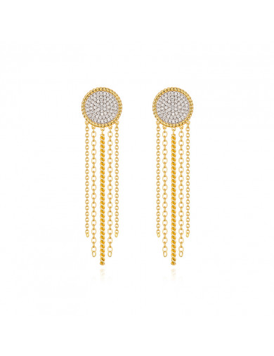 耳環•Glam Ever X 陳燃聯名鋯石系列 Circular pendant tassel earrings 圓盤吊墜流蘇耳環