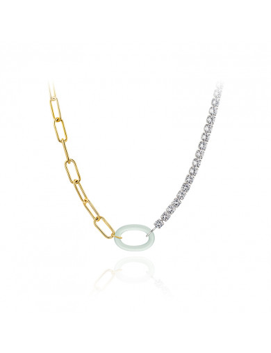 項鏈•Glam Ever玉石系列 Zircon with jade necklaces 鋯石鏈條拼接玉石項鏈
