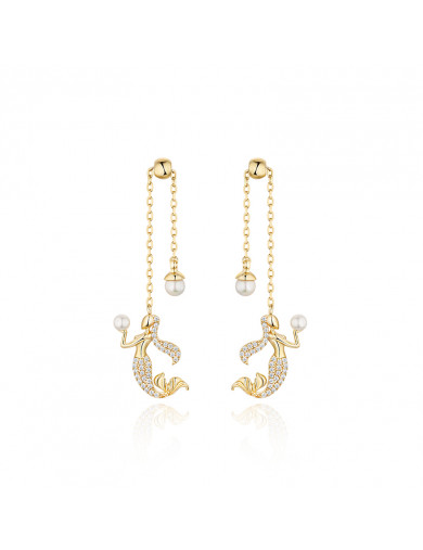 耳環•美人魚系列 Mermaid's Eardrops Earrings美人魚珍珠長墜耳環