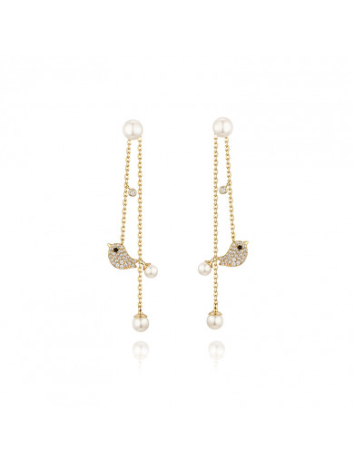 耳環•鳥語花香系列 Lover bird pearl earrings 情人鳥珍珠吊墜耳環