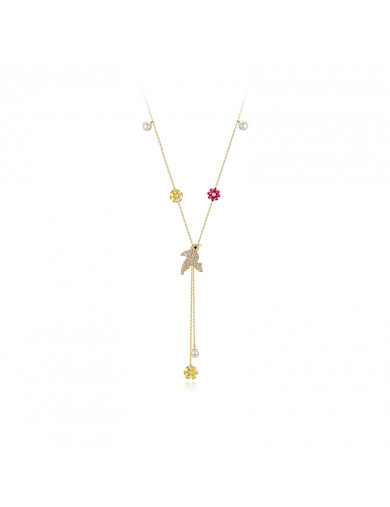 項鏈•鳥語花香系列 Amour in the Garden Necklace 花鳥可抽拉項鏈