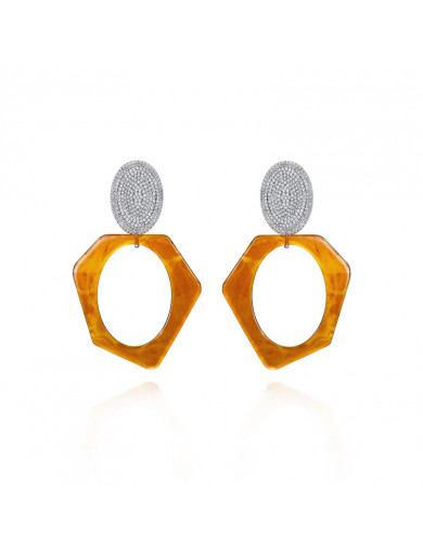 耳環•Glam Ever X 陳燃聯名樹脂系列 Amber geometric earrings 琥珀色幾何耳環