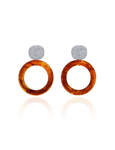 耳環•Glam Ever X 陳燃聯名樹脂系列 Round amber earrings 琥珀色圓形耳環