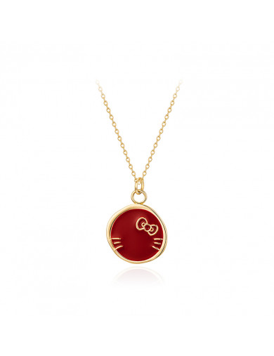 項鏈•GlamEver X Hello Kitty系列 Hello KittyRed disc necklace 紅色圓盤項鏈