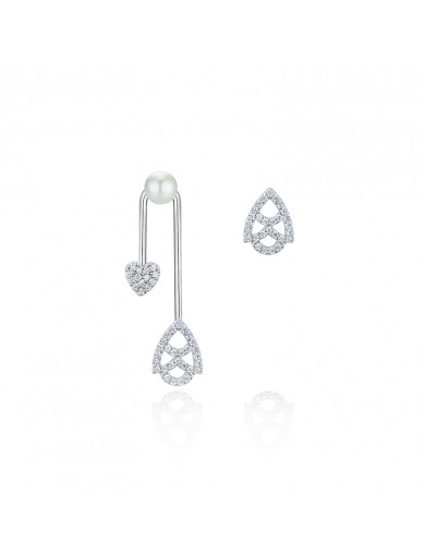 耳環•魚尾系列 Fish Tail Double Sides Earrings 不對稱魚尾珍珠吊墜耳環