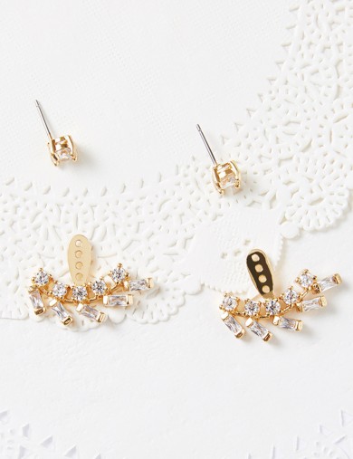 耳環•玩轉組合系列  Sparking leaf Earrings鉆石葉子組合耳環
