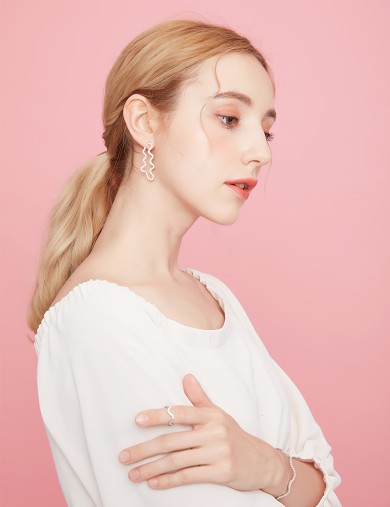 耳環• 海浪密語系列 Wave it Earrings鋯石波浪耳環 