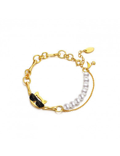 手鏈•Glam Ever X 伍嘉成聯名貓樂系列 Cat pearl chain bracelet 貓咪珍珠鏈條手鏈