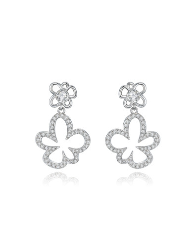 耳环•白描花系列 White floral Mosaic earrings 白描花拼接耳环