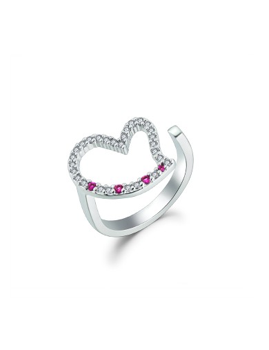 戒指• 臻愛之心系列 Shape of My Heart Ring鏤空鋯石愛心開口戒指