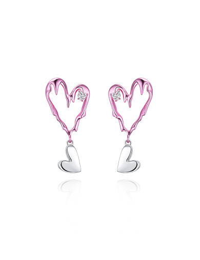 耳环•奶油爱心系列  Hollow cream pleated sweetheart earrings  镂空粉色奶油甜心耳环