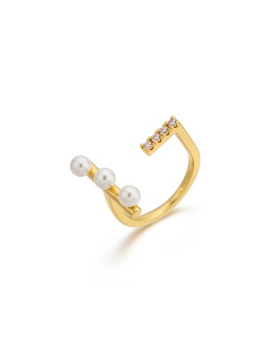 戒指• 珍珠樂園系列 Pearls and Bling Ring流線型珍珠鋯石戒指