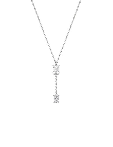 項鏈•  靈動鋯石系列 Double Diamond Necklace方形鋯石吊墜項鏈