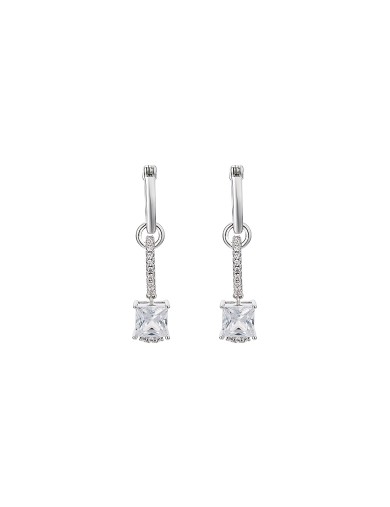 耳環• 靈動鋯石系列 Princess Cut Diamond Earrings全鉆方形吊墜耳環