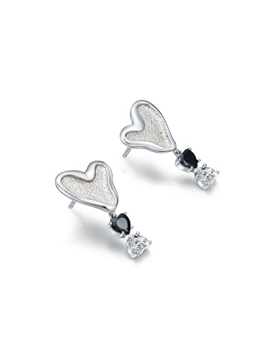 耳环•暗夜系列 Night patchwork love earrings 暗夜拼接爱心耳环