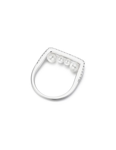 戒指• 鋯石珍珠系列 Dazzling Diamond with Pearls Ring聯排四顆珍珠鋯石戒指