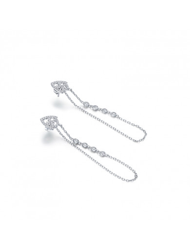 耳環•魚尾系列 Fish Tail Long Earrings 魚尾鋯石長鏈耳環