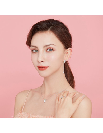 耳環•藍花系列 Orchid Petals Long Chain Earrings 蘭花花瓣長鏈耳環