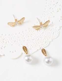 玩轉耳環系列 Flying Pearl Earrings蝴蝶組合耳環