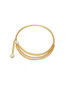 腰鏈•Glam Ever X Akiiiko聯名系列 Pearl metal chain Waist chain 珍珠金屬鏈條多層腰鏈