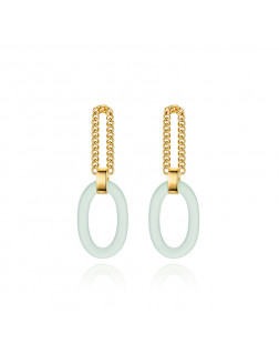 耳環•Glam Ever 玉石系列 Ring chain stitching jade stud 環形鏈條拼接玉石耳釘