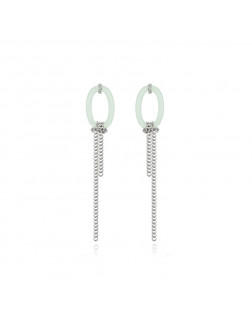 耳環•Glam Ever 玉石系列 Metallic long tassel jade earrings 金屬長流蘇玉石耳環