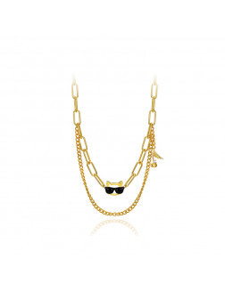 項鏈•Glam Ever X 伍嘉成聯名貓樂系列 Cat music necklace 貓咪音符鏈條雙層項鏈