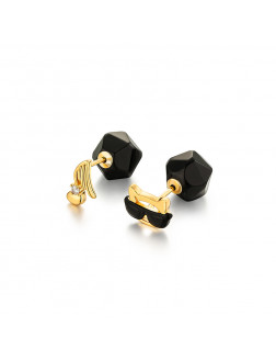 耳釘•Glam Ever X 伍嘉成聯名貓樂系列Cat black agate double-sided earrings 貓咪黑瑪瑙雙面耳釘
