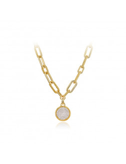 項鏈•Glam Ever X 陳燃聯名鋯石系列 Woven chain pendant disc necklace 編織鏈條吊墜圓盤項鏈