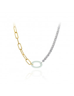 項鏈•Glam Ever玉石系列 Zircon with jade necklaces 鋯石鏈條拼接玉石項鏈