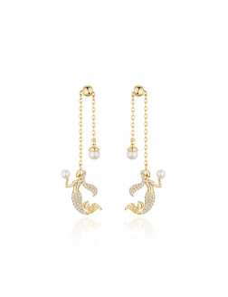 耳環•美人魚系列 Mermaid's Eardrops Earrings美人魚珍珠長墜耳環